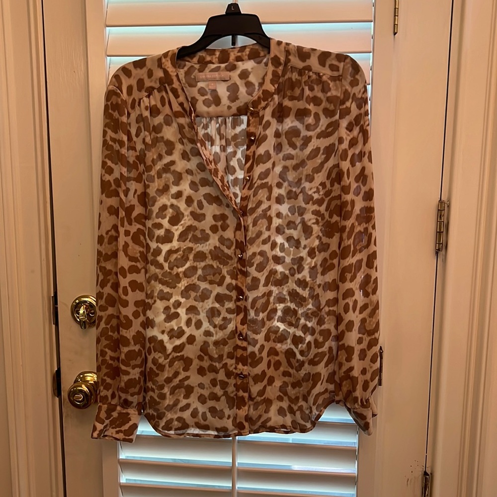 Banana Republic Leopard Print Blouse - Brown and Cream
